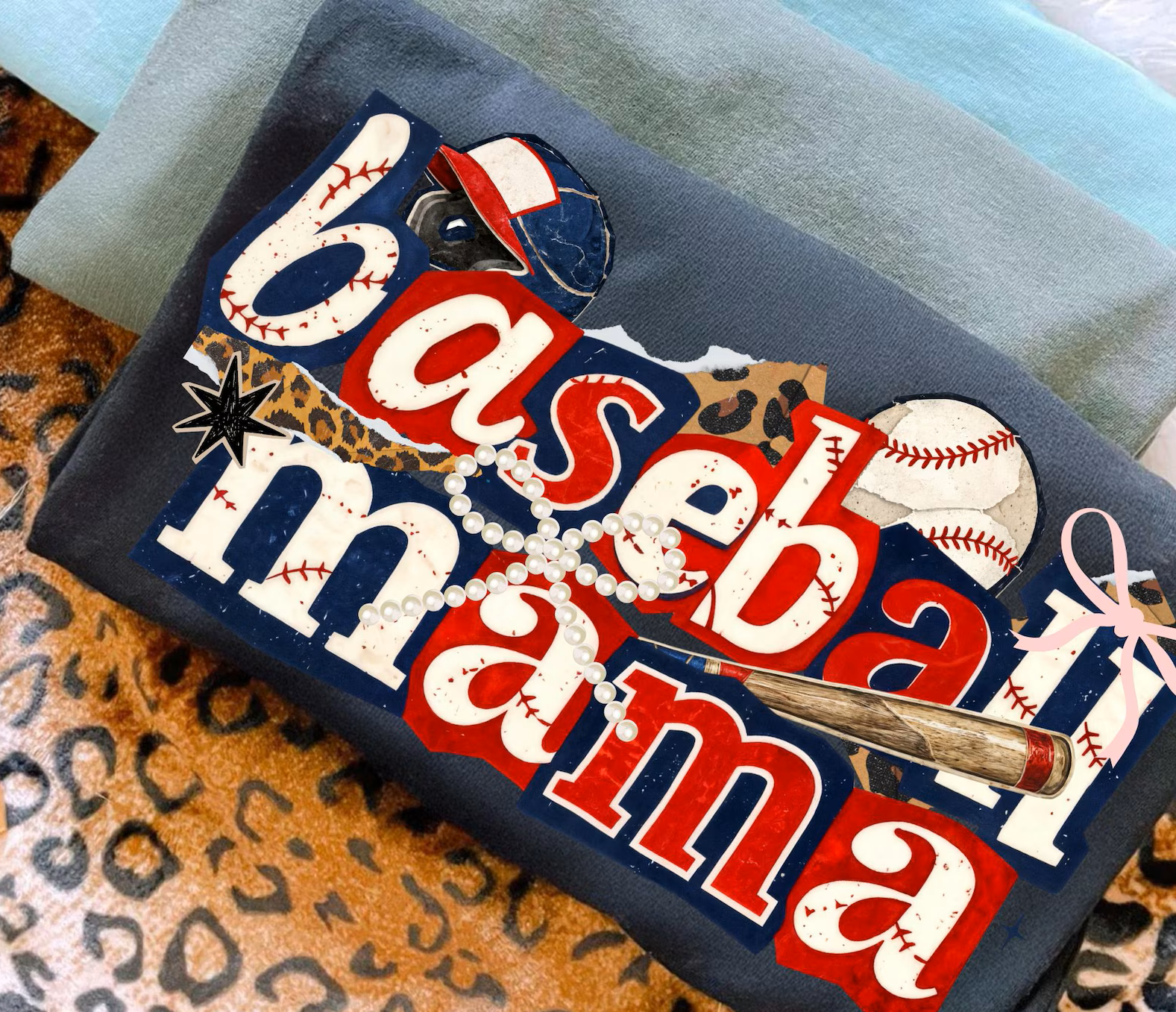 BASEBALL MAMA RANSOM LETTERS- SHORT SLEEVE