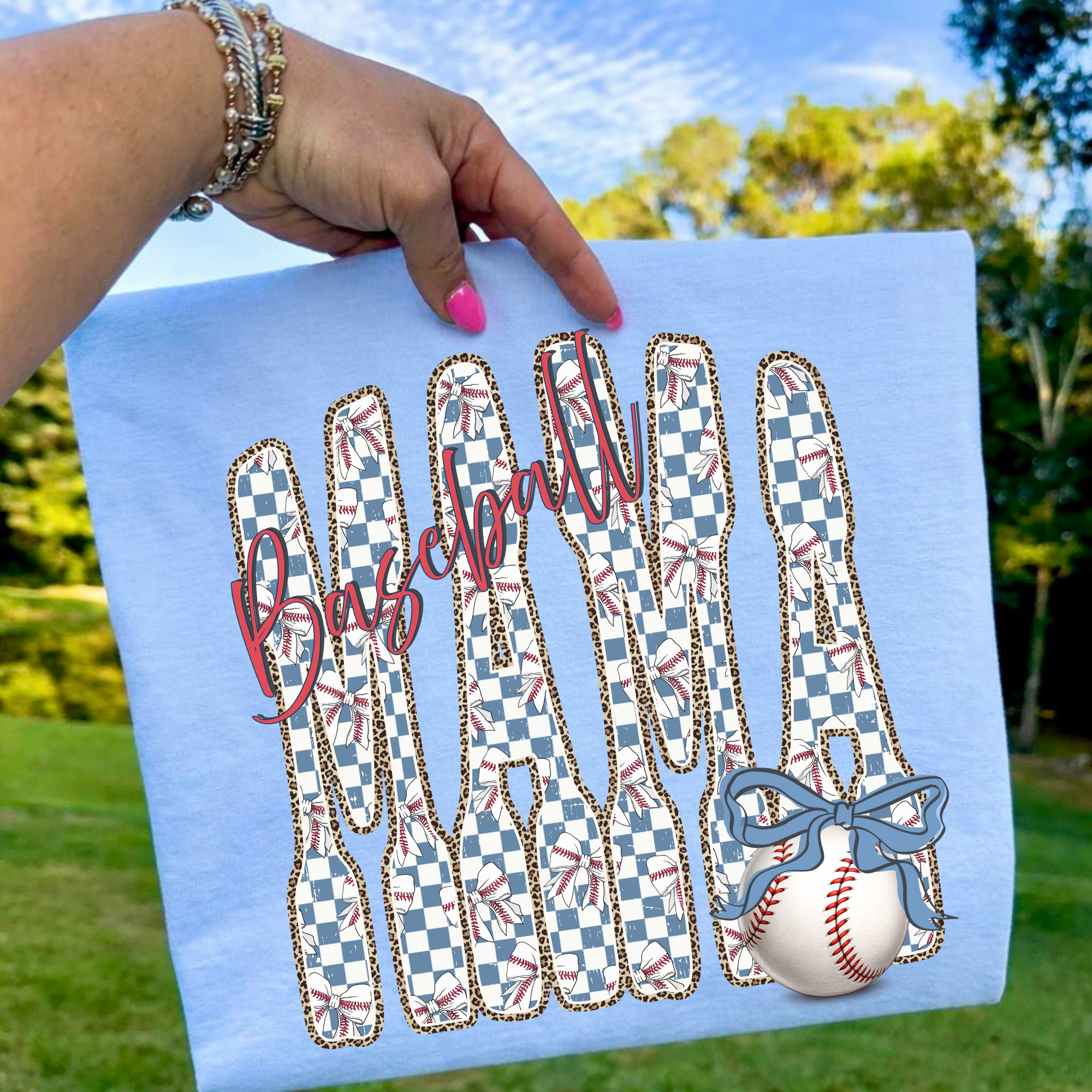 CHECKERED BASEBALL MAMA - SHORT SLEEVE