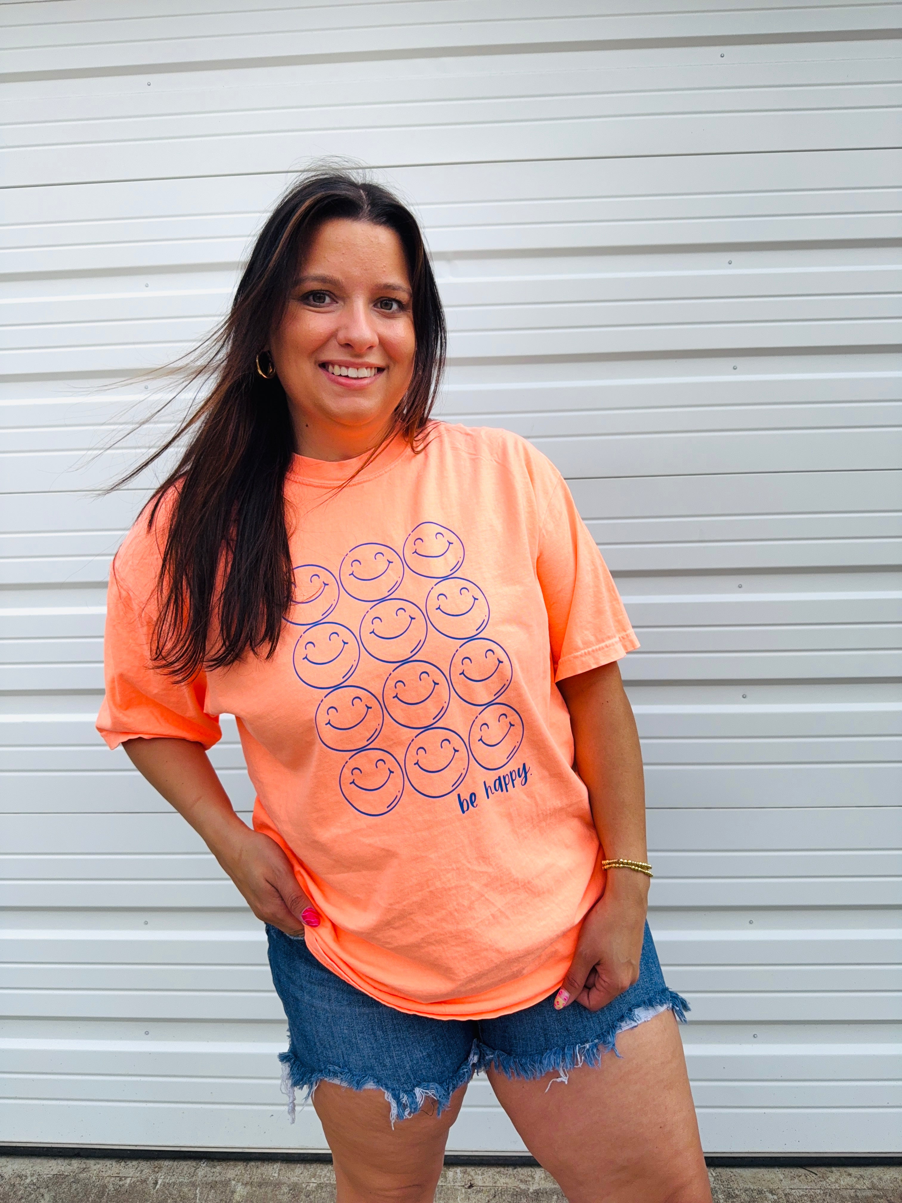 BLUE SMILIES BE HAPPY- SHORT SLEEVE